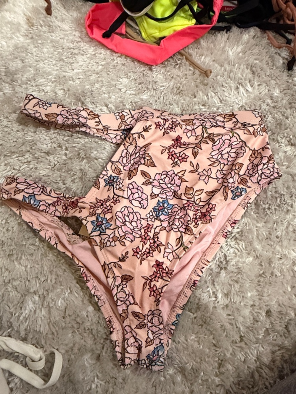 Floral Pink One-Shoulder Bikini Bottoms
